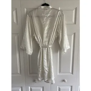 Nine & Company Satin Kimono Robe ‎ Size XL Ivory White Bridal Loungewear Silky thumbnail 5
