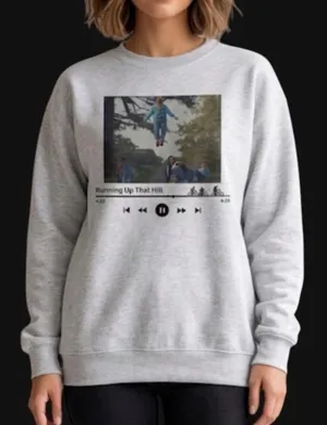 stranger things “running up that hill” oversized sweatshirt  thumbnail 1
