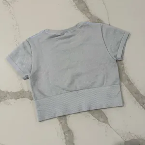 Offline by Aerie Sidewalk Seamless Ribbed Cropped TShirt Womens Medium LightBlue thumbnail 5