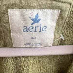 NEW Aerie bird Cropped Hoodie sweatshirt olive Green SMALL thumbnail 8