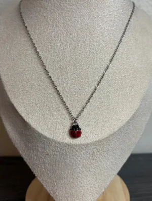 Handmade Silver Ladybug Necklace thumbnail 1