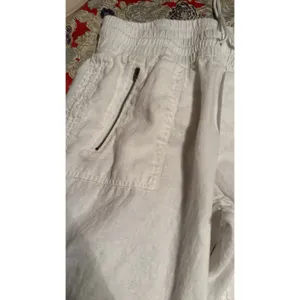 Athleta Cabo Linen Wide Leg Pants Womens 16 White Beach Pockets Drawstring thumbnail 2