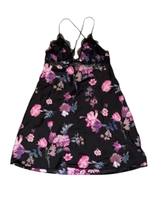 Victoria’s Secret Floral Satin Slip Chemise XL Lace Babydoll Lingerie Dress thumbnail 4