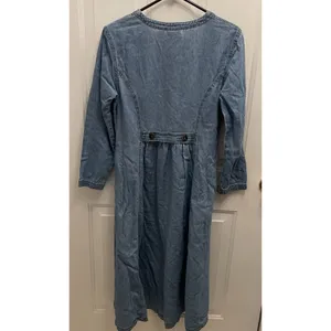 Coldwater Creek Chambray Denim‎ Maxi Dress Size S Y2K Western Modest Prairie thumbnail 7