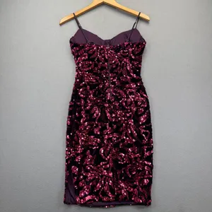 Privy Womens Small Purple Velvet Sequin‎ Bodycon Mini Dress Sweetheart Neckline thumbnail 14