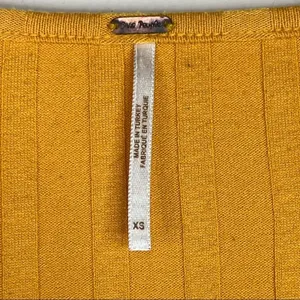 Free People Central Park mustard yellow rib knit button sweater top XS thumbnail 5