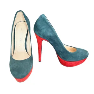 Vicino Teal and Red Suede Platform Pumps Round‎ Toe Stiletto Heels Size 37 thumbnail 2