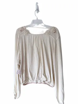 Free People NWTs Desert Sands Cream Blouse Deep V size XS Embroidered thumbnail 4