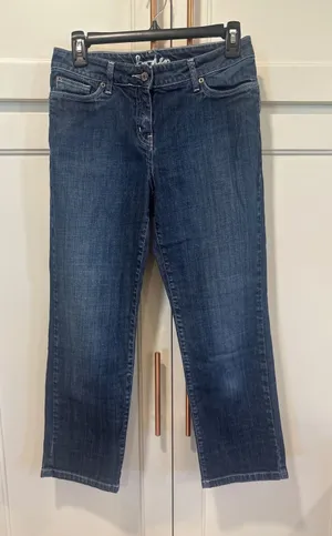 Boden Women Dark Wash Straight Leg Denim Jeans Blue Size 10R Stretch Capri thumbnail 1