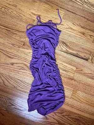 Princess Polly Purple Ruched Halter Dress thumbnail 2