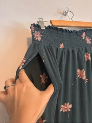 DR2 Daniel Rainn Green Pink Floral Smocked Boho Midi Maxi Skirt thumbnail 8