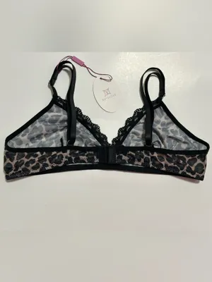 Avidlove Sheer Leopard-Print Lace Bralette - Black/Beige thumbnail 3