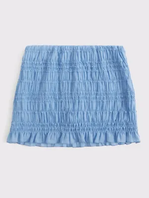 NWT Abercrombie Cloudy Blue Sheer Ruched Mini Skort XS Smocked Coquette Y2K thumbnail 2