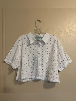 NWT True Destinations Eyelet Cover-Up Shirt and Shorts Set sz L thumbnail 2