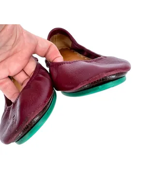Tieks Burgundy Plum Leather Ballet Flats Foldable Size 7 Preppy Quiet Luxury thumbnail 3