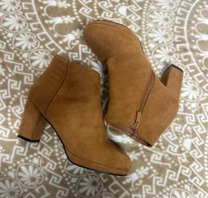 Suede Block Heel Ankle Booties thumbnail 1