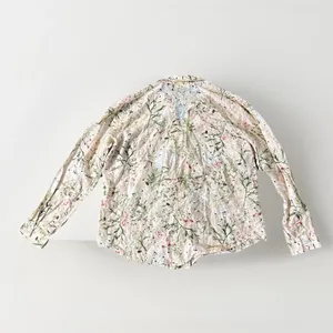 J. Jill Floral Cream Red‎ Green Peach Button Down Shirt Top S Cotton Silk thumbnail 4