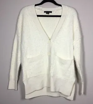 Sanctuary by Nordstrom White Cardigan XS Oversize Fluffy‎ Minimalist Clean Girl thumbnail 1