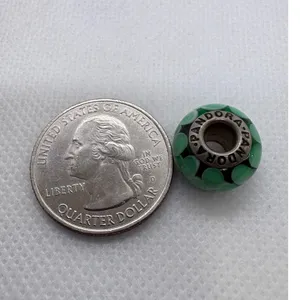 Pandora ALE Green Murano Glass White Hearts Charm Sterling Silver 925 Bead thumbnail 8