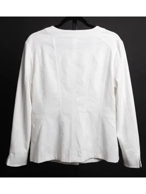 Chico's White Collarless Open Front Zip Jacket Textured Knit Size 3 (16/XL) thumbnail 3