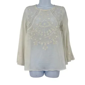 Versona Boho Sheer vTop Sz Large Embroidered Festival Lace Cottage Hippie Lace thumbnail 2