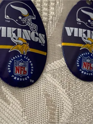 Minnesota Vikings Logo Oval Dangle Earrings 1.5”H NFL Football Purple Yellow New thumbnail 4