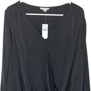 NWT  Black Faux Wrap BodySuit thumbnail 2