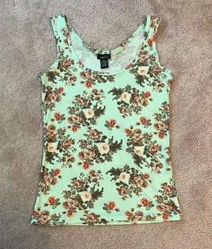 Rue 21 Mint Floral Tank Top thumbnail 1