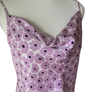 Cotton On Mini‎ Dress Medium Purple Daisy Print Cowl Neck Sleeveless thumbnail 3