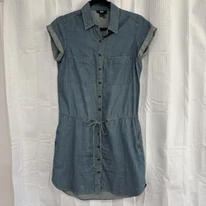 Paige Dress Size XS Denim Shirt Mila Chambray Button Down Tie Cinch Waist thumbnail 2