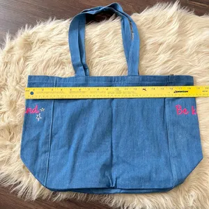 Hoodies For Heroes "kindness is free" Colorful Star Patch Denim Tote Bag thumbnail 7