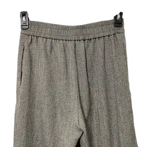 ZARA Black/ White Herringbone Wide Leg Pants Small Elastic Waist Dress Trousers thumbnail 8