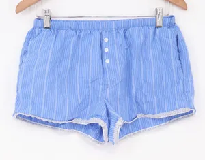 Auden Sleep Shorts Womens Small Pinstripe Blue Lace Trim Pajamas Excellent thumbnail 1