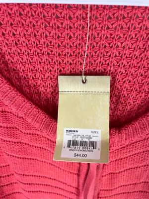 Sonoma Life + Style NWT Coral Open Knit Zip Cardigan Sweater L thumbnail 3
