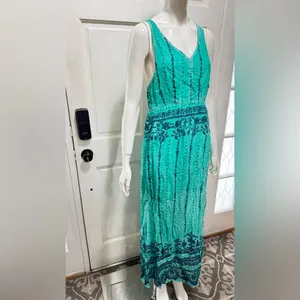 RAGA Maxi Tiered Floral Dress Somewhere in Paradise Turquoise Boho Festival A1 thumbnail 2