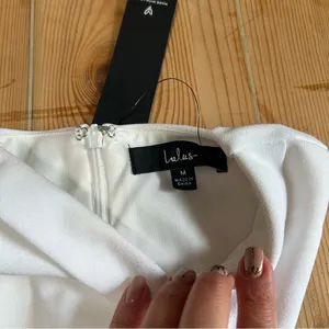 Lulus NWT Headed to Cocktail Hour White Halter Tulip Mini Dress thumbnail 10