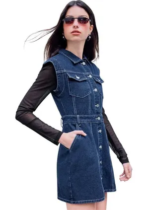 Modcloth NWT Cider Denim Sleeveless Button Down Mini Dress Medium / 6 thumbnail 1