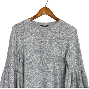 Zara Oversized Bell Longsleeve Soft Knit Pullover Sweater Crew Neck M Gray #4141 thumbnail 2