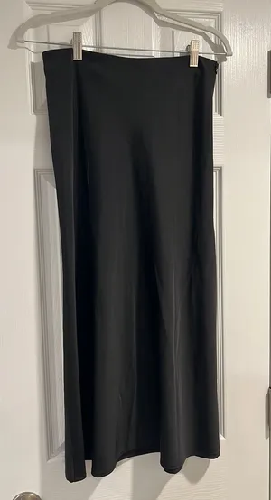black satin skirt with slit thumbnail 1