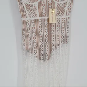 NEW For Love and Lemons Dakota Lace Midi Dress Bodysuit Sheer White Size M thumbnail 7