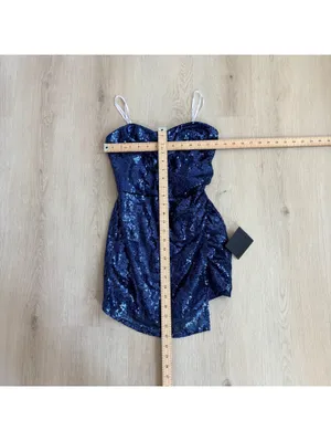 Lulu's NWT Women's Dancefloor Diva Blue Sequin Strapless Skort Romper Size S thumbnail 7