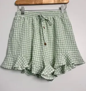 Allie Rose|Green Gingham Ruffle Drawstring Shorts sz small thumbnail 1