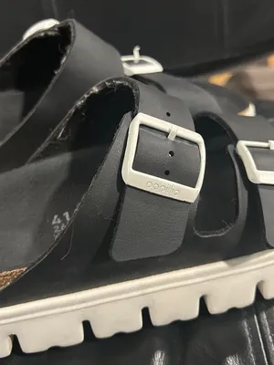 Papillio black sandals with cream platform sole Size 10 thumbnail 5