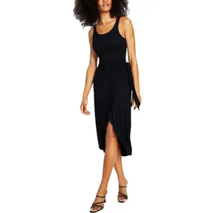 And Now This Womens Sleeveless Knit Side-Tie Tulip Midi Dress Black S thumbnail 5
