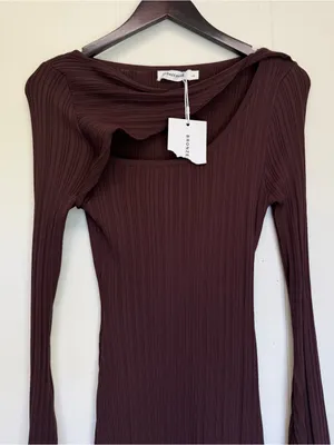 NWT BRONZE SNAKE Maven Brown Long Sleeve Mini Dress S/M Small Medium thumbnail 3
