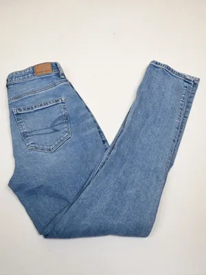 American Eagle Women's 2 Long Distressed Straight Leg Mom Jean thumbnail 3