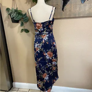 Lulus My Favorite Day Navy Blue Floral Print Tulip Skirt Midi Dress thumbnail 7