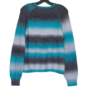 NWT BB Dakota Sweater Wool Boho Cozy Casual Fuzzy Casual Ombre‎ Stripe Blue XXL thumbnail 3