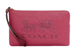 Coach NWT Large Corner Zip Wristlet In Colorblock With Horse And Carriage thumbnail 1