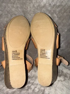 Maurices Elsa Tan Faux Leather Cork Wedge Sandals Size 8.5M thumbnail 7